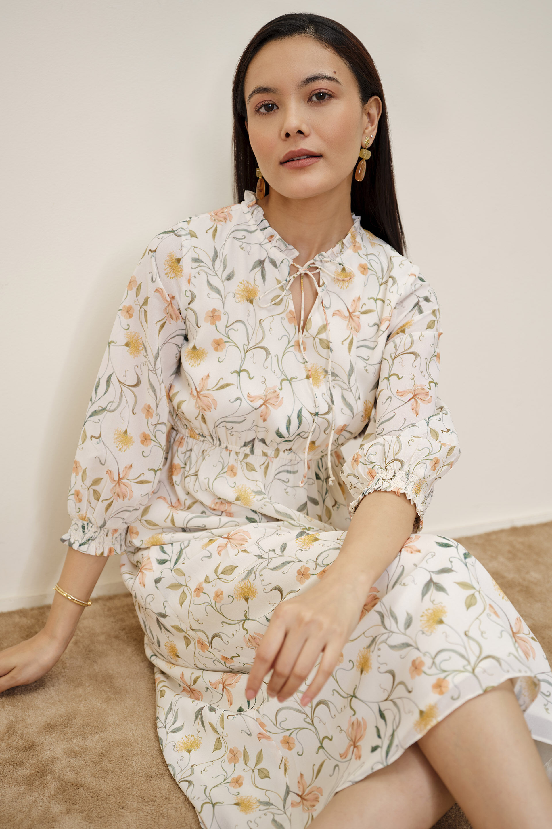 Alyson Printed Lime Dress, Lime, image 3